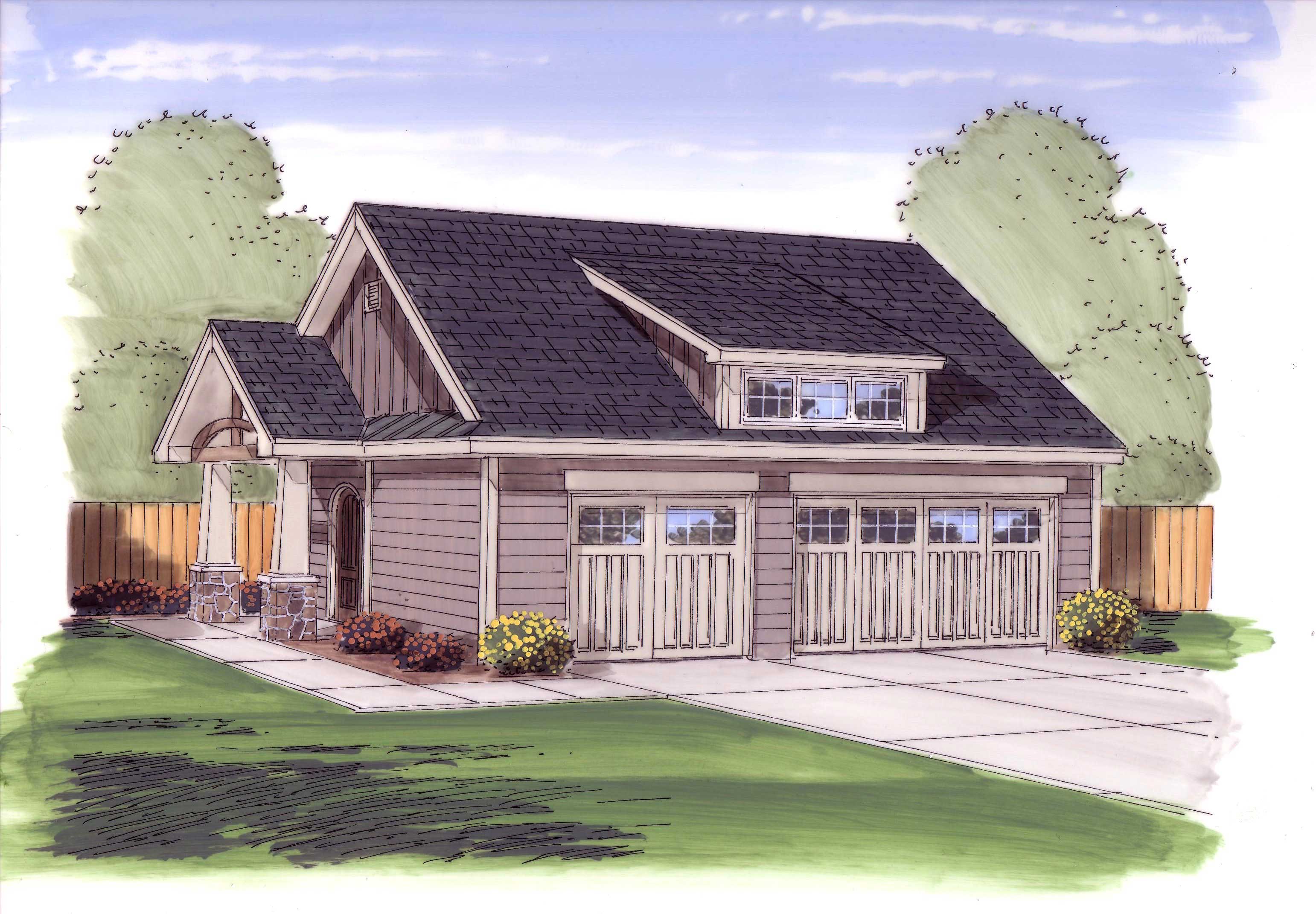 Garage With 3 Car 770 Sq Ft Plan 100 1053