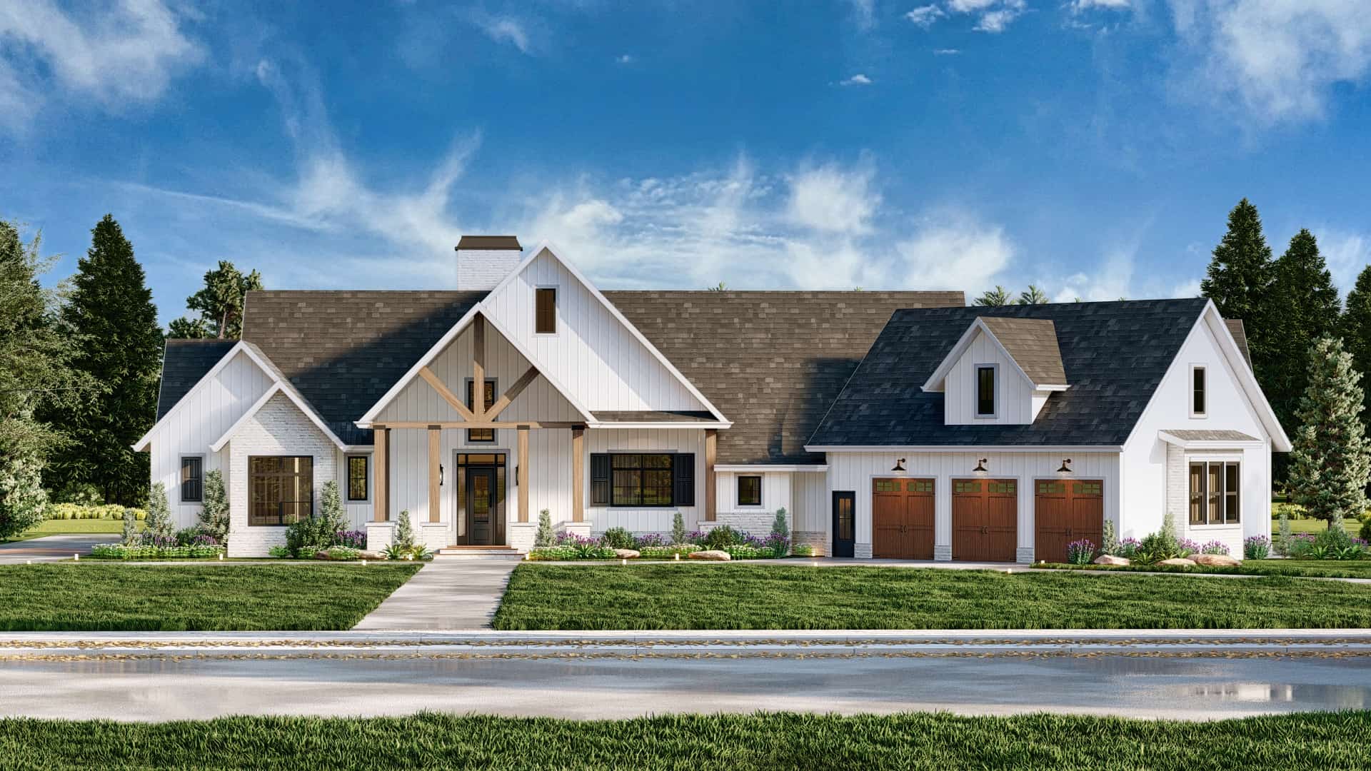4-Bedroom, 3686 Sq Ft Modern Farmhouse House Plan - 106-1338 - Front Exterior