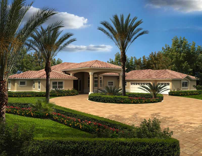 4-Bedroom, 3568 Sq Ft Mediterranean House Plan - 107-1145 - Front Exterior