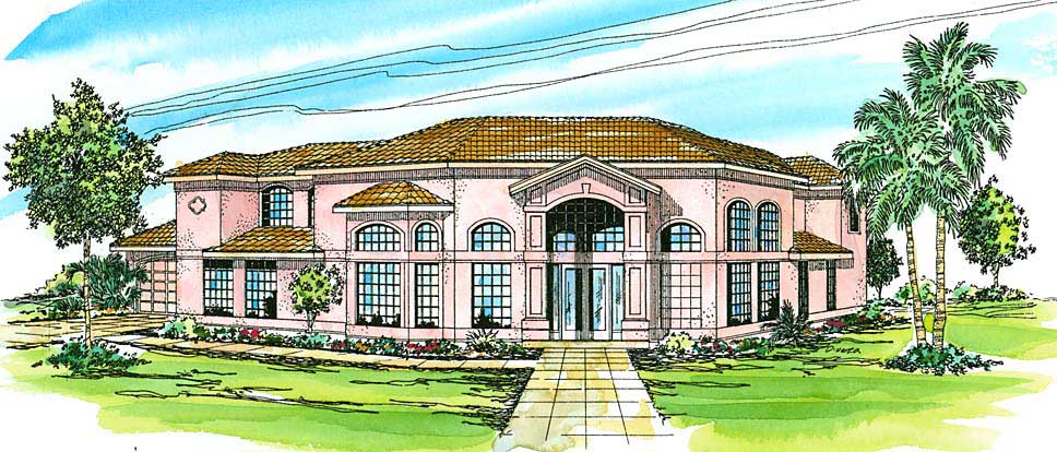 5-Bedroom, 3327 Sq Ft Mediterranean House Plan - 108-1370 - Front Exterior
