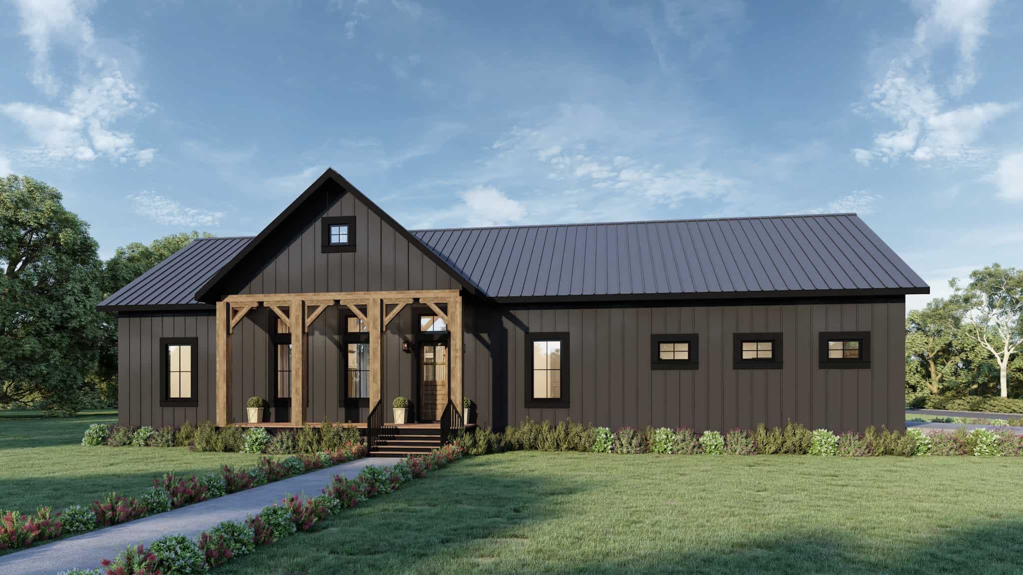 Image of 3 bedroom, 2 bath ranch with front porch and 2-car garage