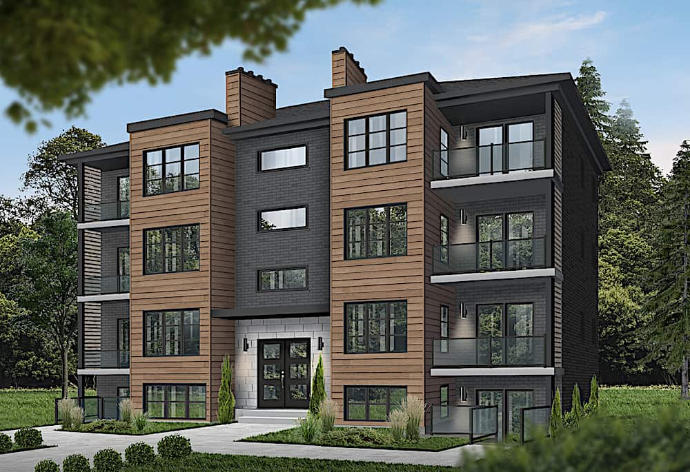 16-Bedroom, 7624 Sq Ft Multi-Unit Apartment Building - Plan #126-1325 - Front Exterior