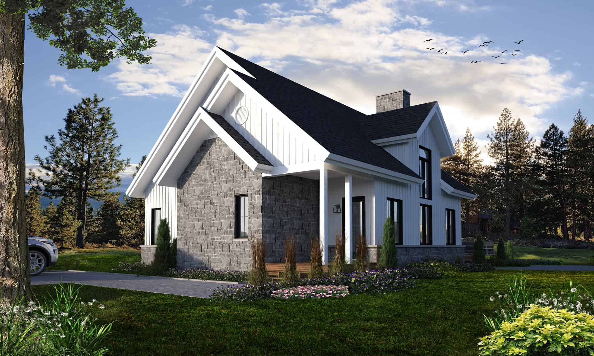 3-Bedroom, 1876 Sq Ft Farmhouse House Plan - 126-1998 - Front Exterior