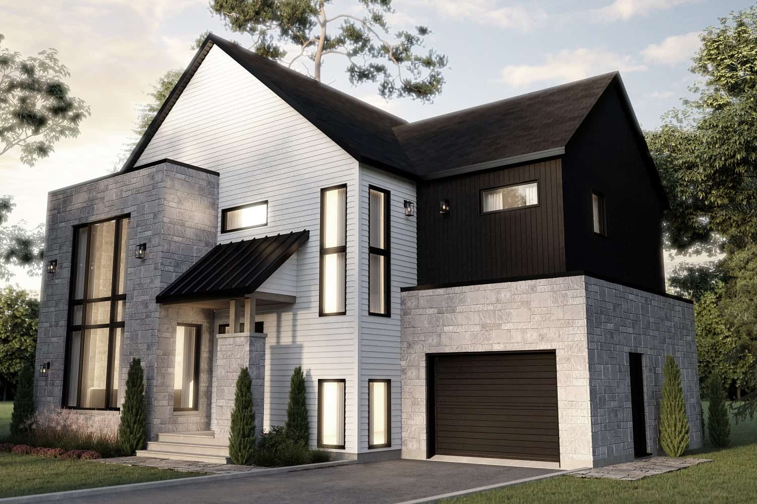 3-Bedroom, 1912 Sq Ft Contemporary House Plan - 126-2010 - Front Exterior