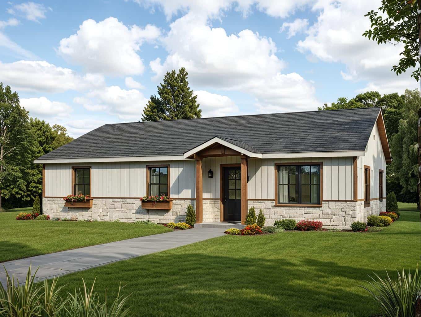 3-Bedroom, 1408 Sq Ft Ranch House Plan - 132-1262 - Front Exterior