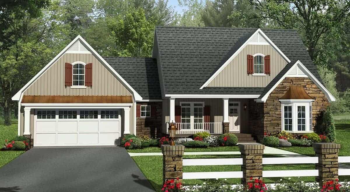 4-Bedroom, 2212 Sq Ft Country Home Plan #141-1236 - Front Exterior