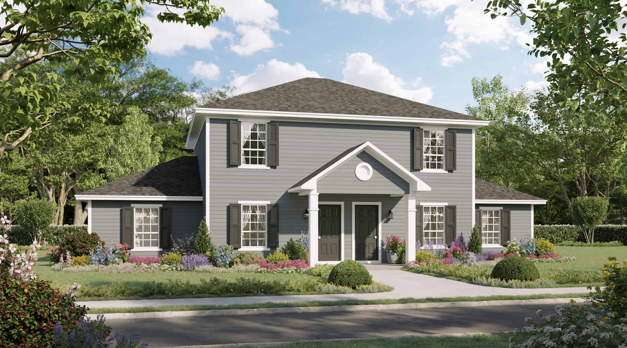 3-Bedroom, 2490 Sq Ft Duplex/Multi-Unit House Plan - 141-1334 - Front Exterior