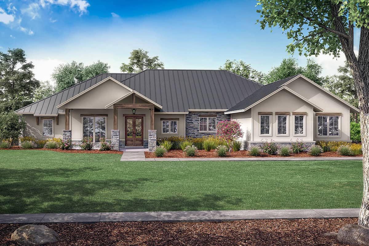 3-Bedroom, 2974 Sq Ft Ranch Home - Plan #142-1253 - Main Exterior