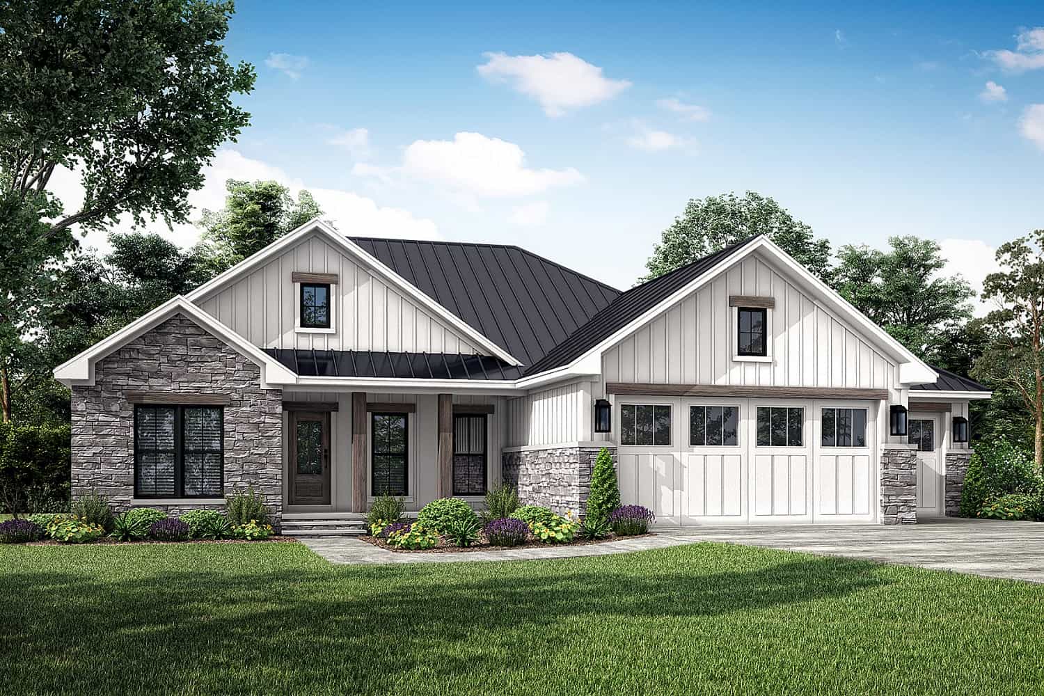 3-Bedroom, 1498 Sq Ft Ranch Home Plan - 142-1433 - Main Exterior