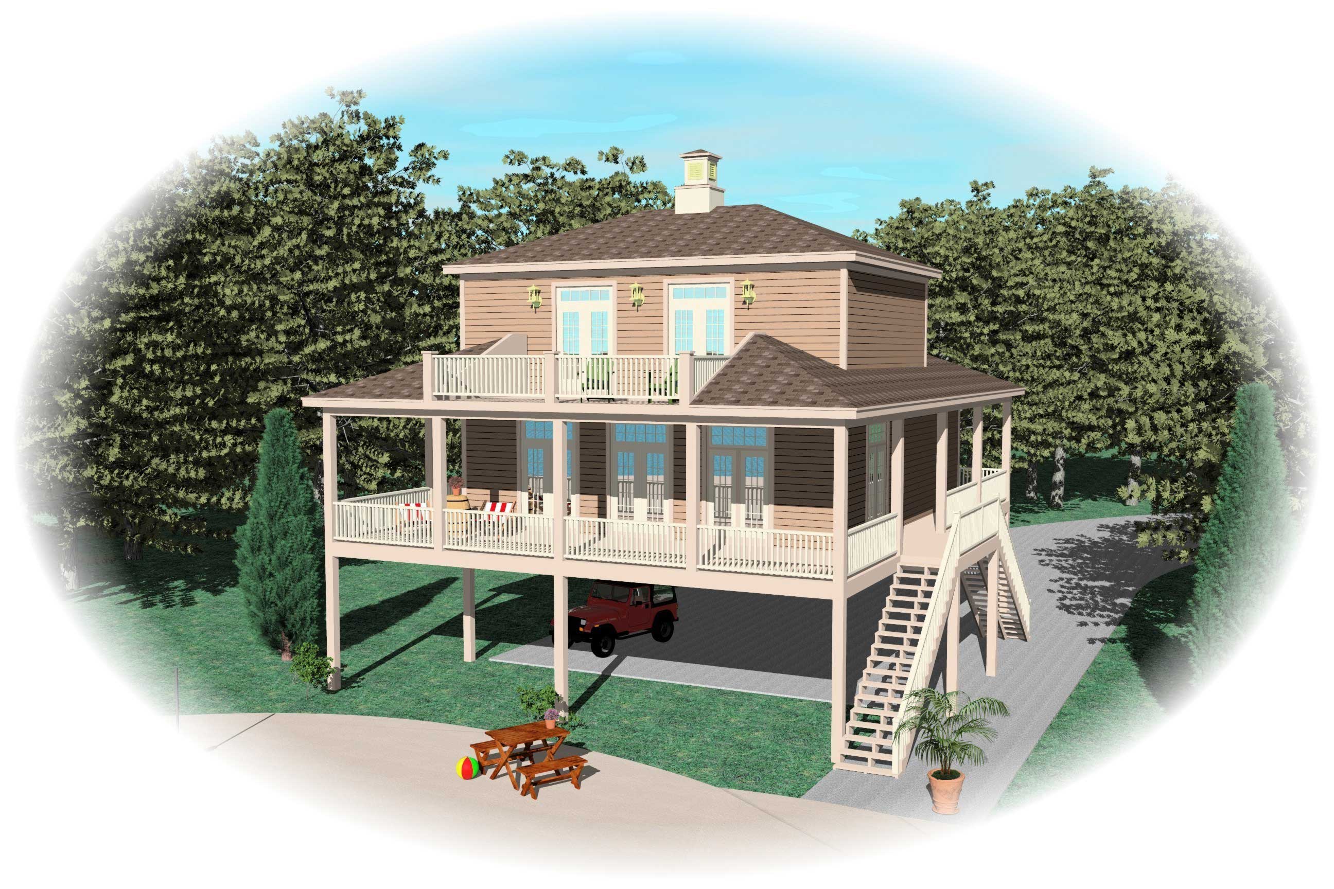 3-Bedroom, 1731 Sq Ft Coastal House Plan - 170-1615 - Front Exterior