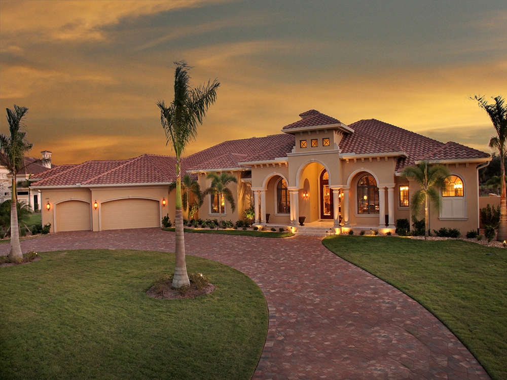 4-Bedroom, 4934 Sq Ft Tuscan House Plan - 175-1150 - Front Exterior