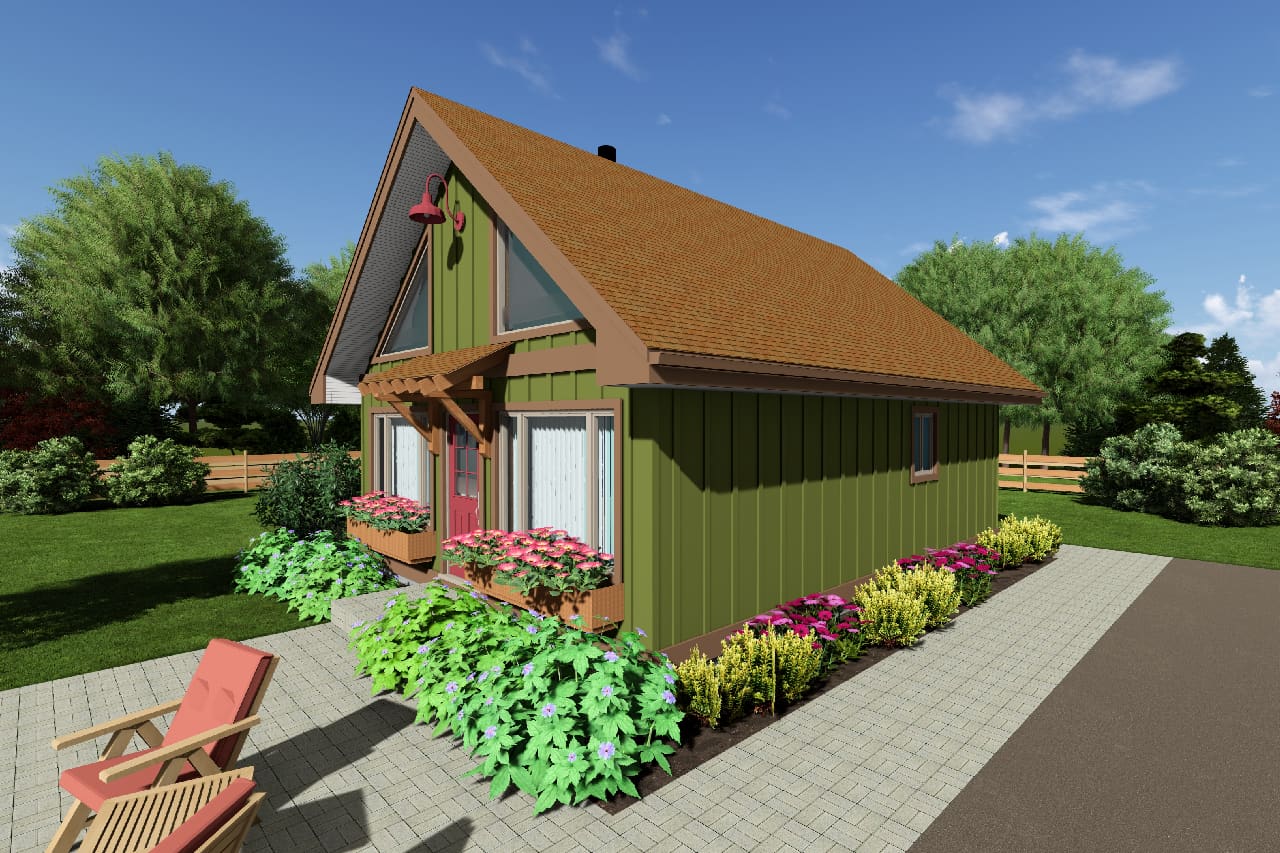 2-Bedroom, 796 Sq Ft Small House Plans - 177-1027 - Main Exterior