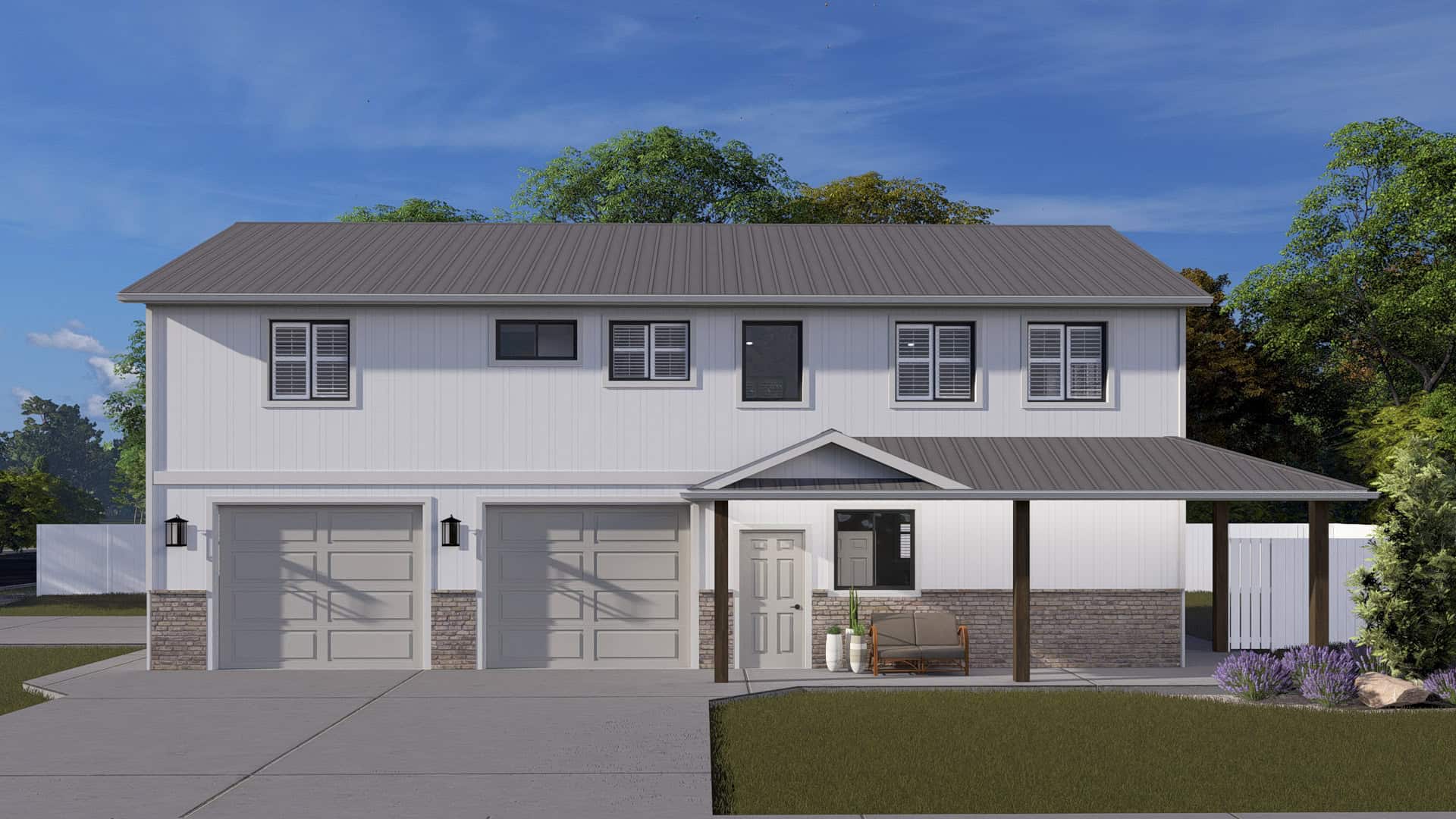 2-Bedroom, 1488 Sq Ft Garage w/Apartments Home Plan #187-1250 - Main Exterior