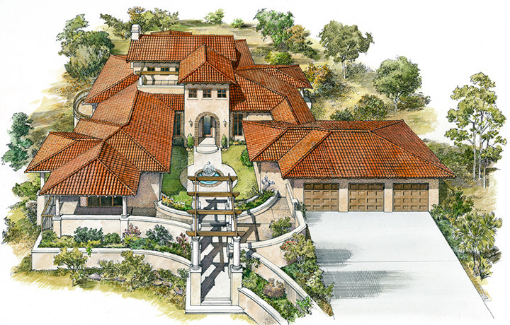3-Bedroom, 4129 Sq Ft Mediterranean Home Plan - 192-1006 - Main Exterior