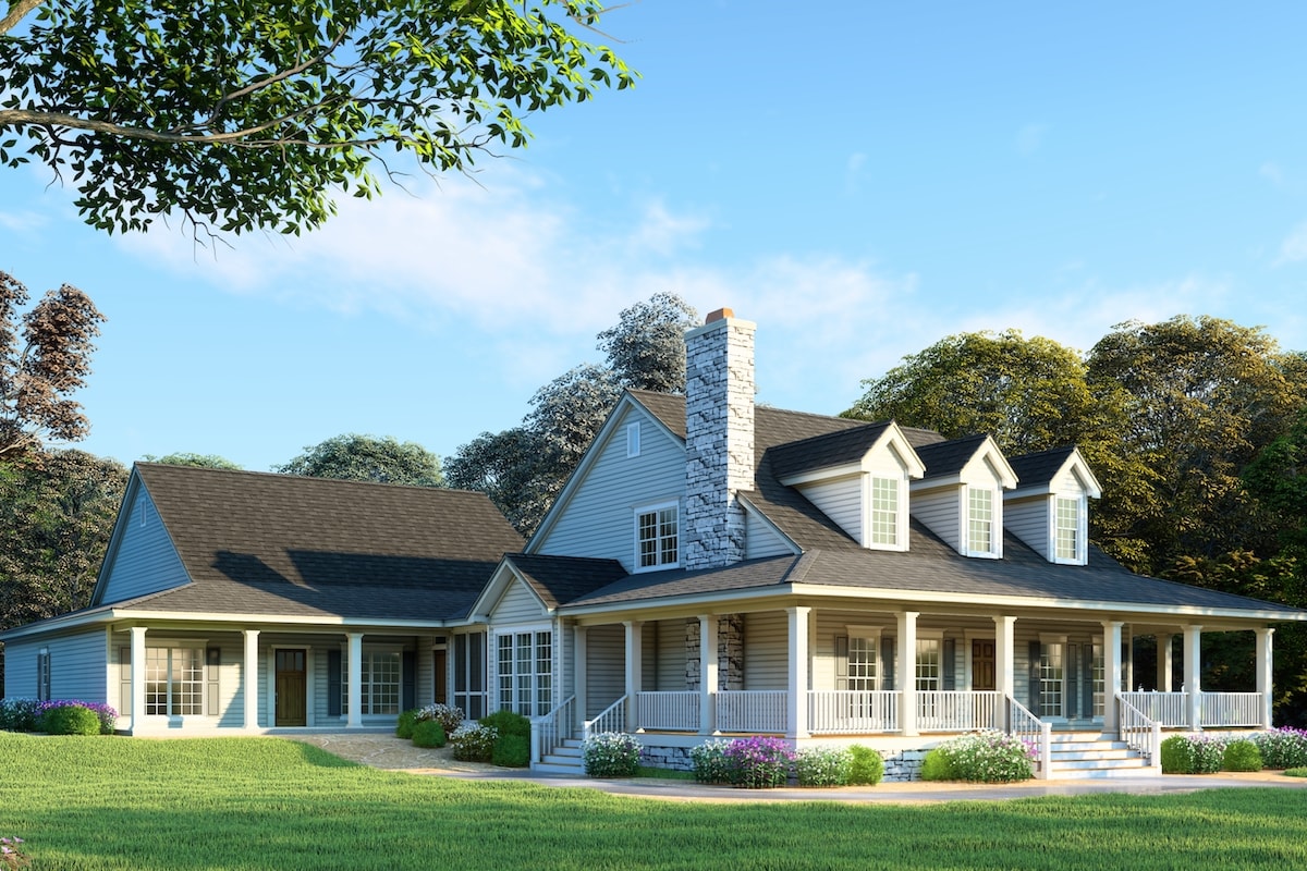 6-Bedroom, 3437 Sq Ft Country House - Plan #193-1017 - Front Exterior