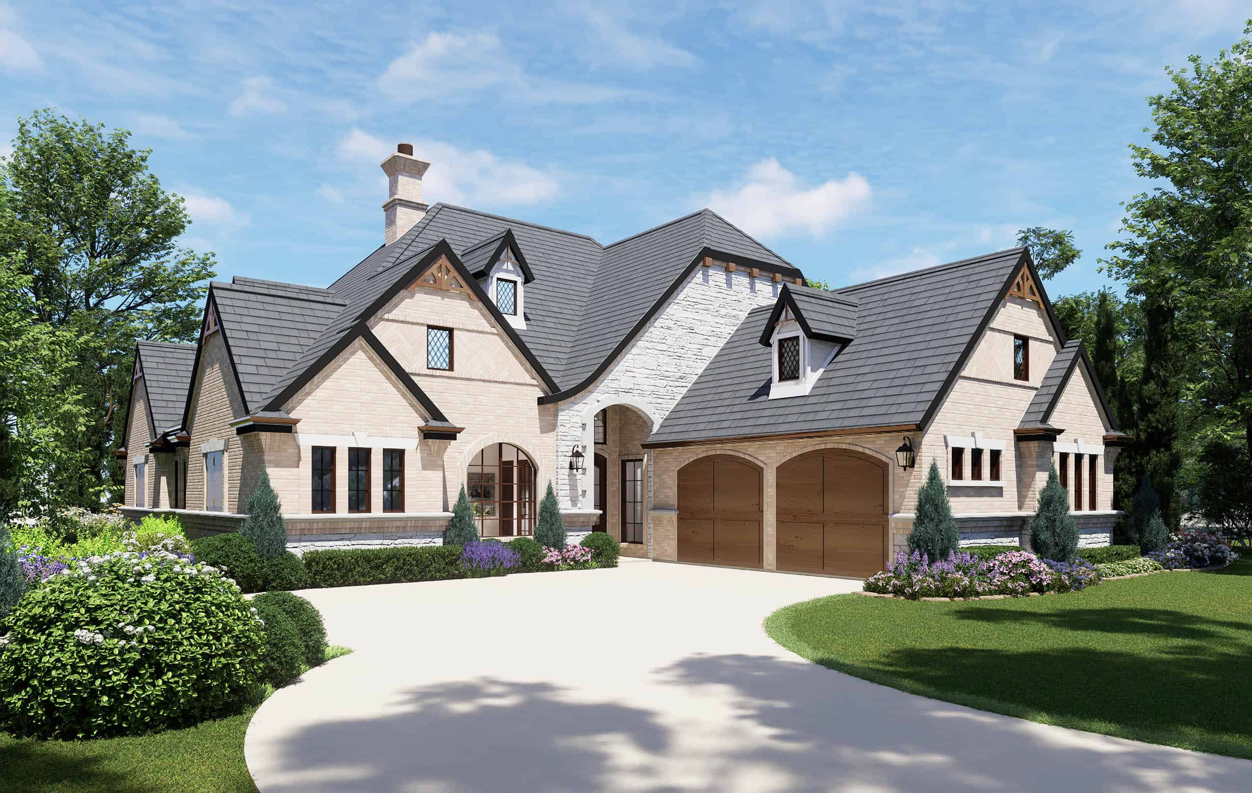 3-Bedroom, 3047 Sq Ft Tudor House Plan - 195-1067 - Front Exterior