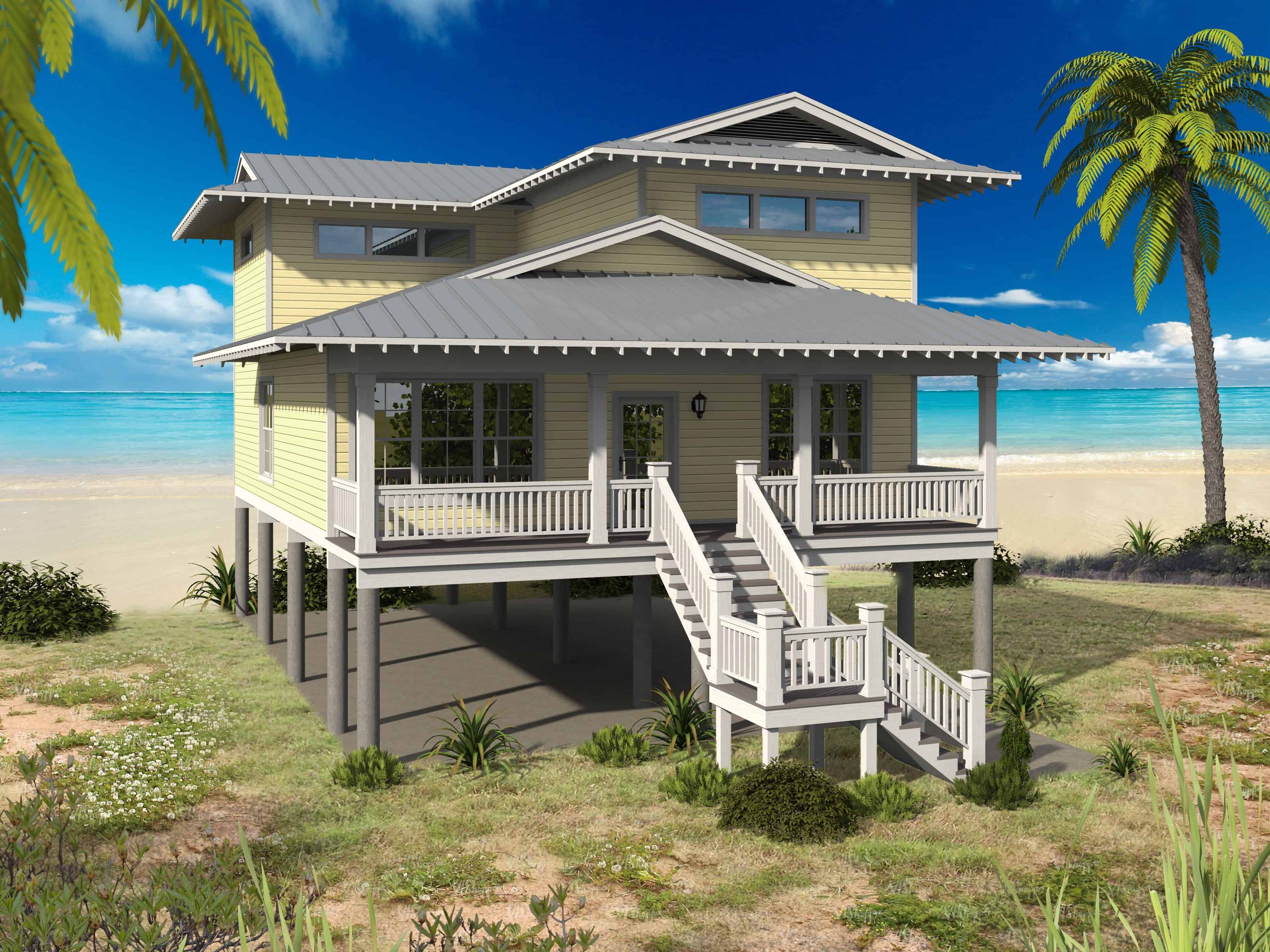 5-Bedroom, 2310 Sq Ft Coastal House Plan - 196-1155 - Front Exterior