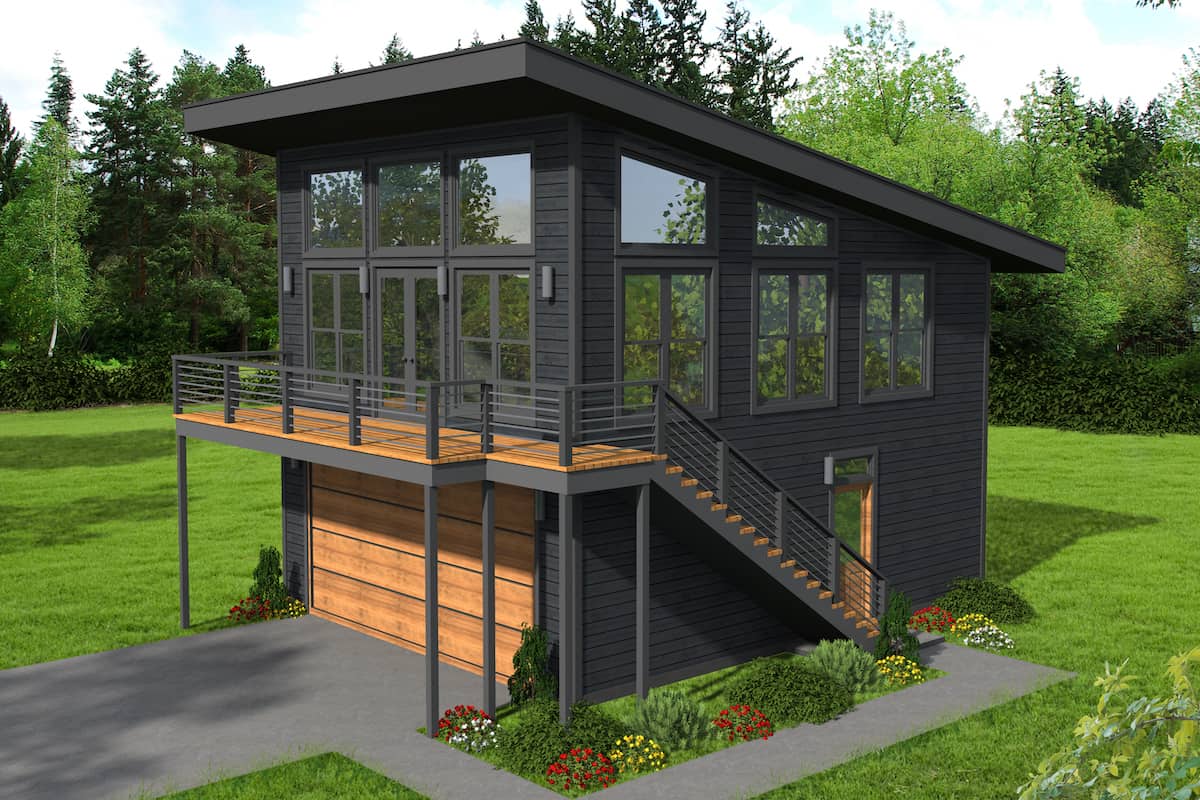 1-Bedroom, 650 Sq Ft Contemporary House - Plan #196-1211 - Front Exterior