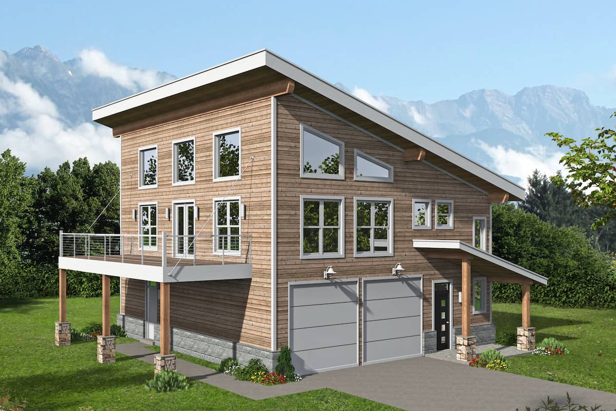 2-Bedroom, 1727 Sq Ft Contemporary House - Plan #196-1216 - Front Exterior