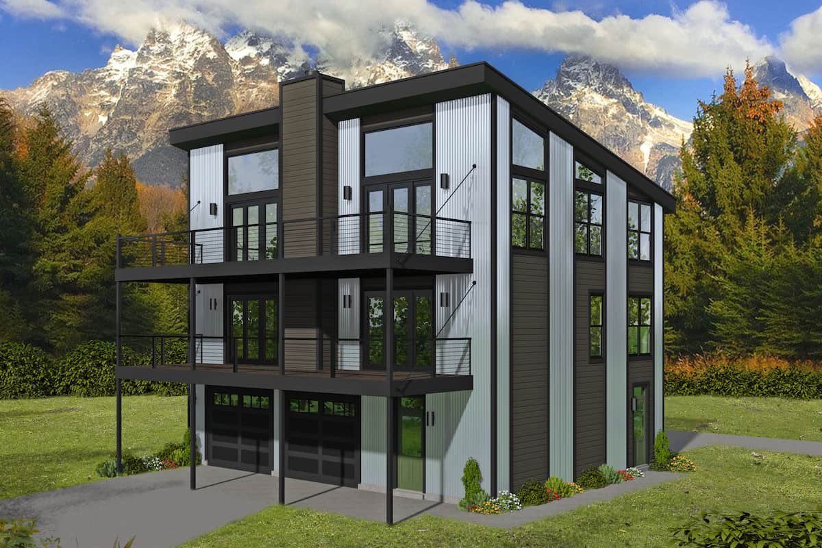 2-Bedroom, 2528 Sq Ft Duplex/Multi-Unit House Plan - 196-1225 - Front Exterior