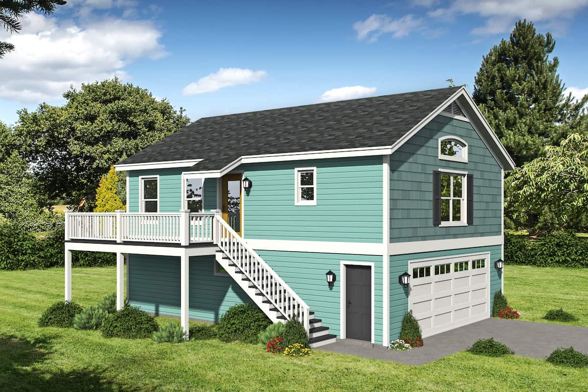 1-Bedroom, 910 Sq Ft Garage w/Apartment House - Plan #196-1229 - Front Exterior