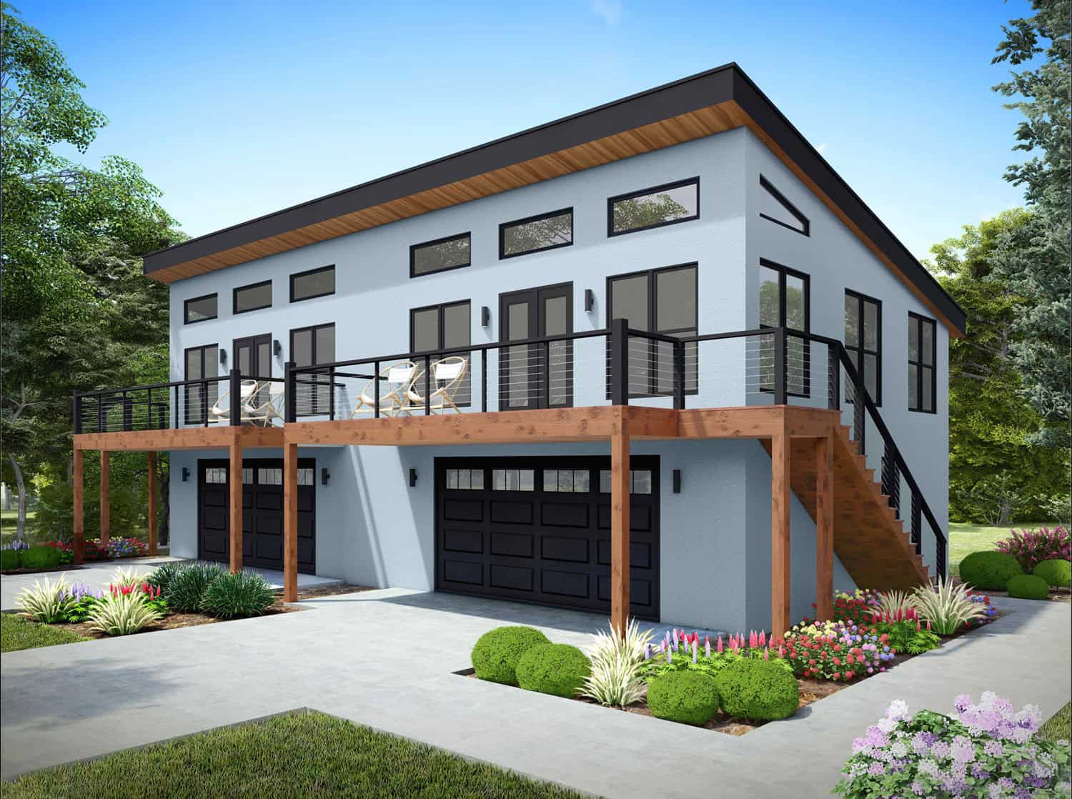 2-Bedroom, 1552 Sq Ft Duplex/Multi-Unit Home Plan - 196-1912 - Main Exterior