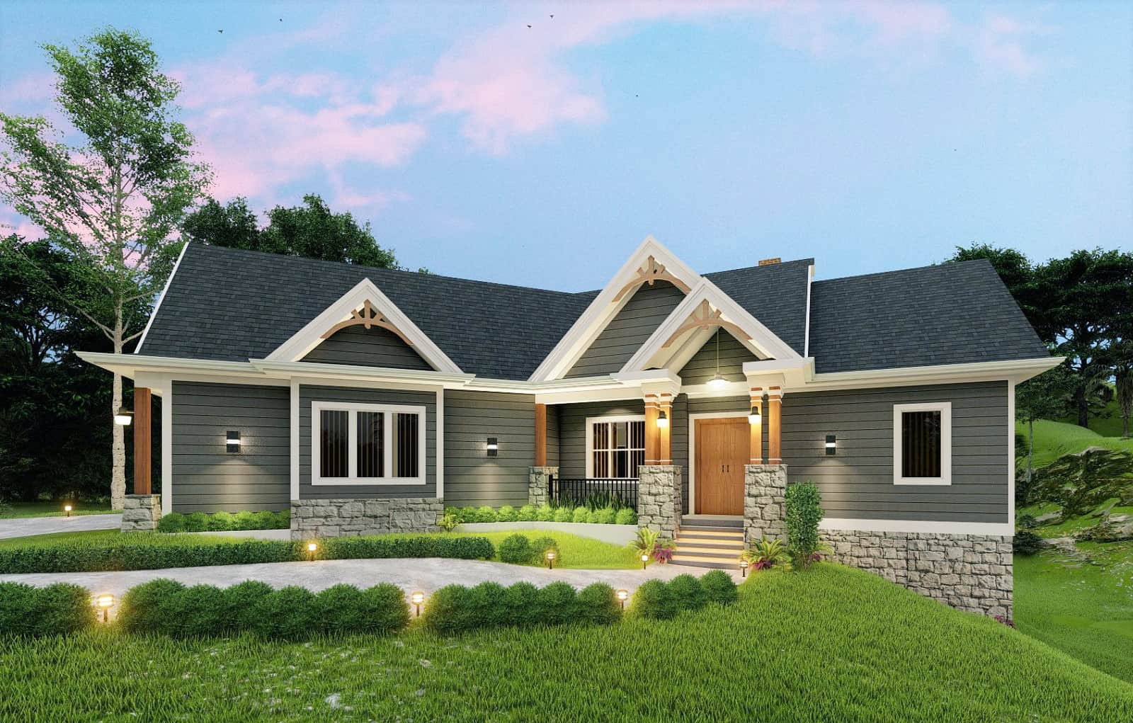 3-Bedroom, 1729 Sq Ft Cottage House Plan - 198-1056 - Front Exterior