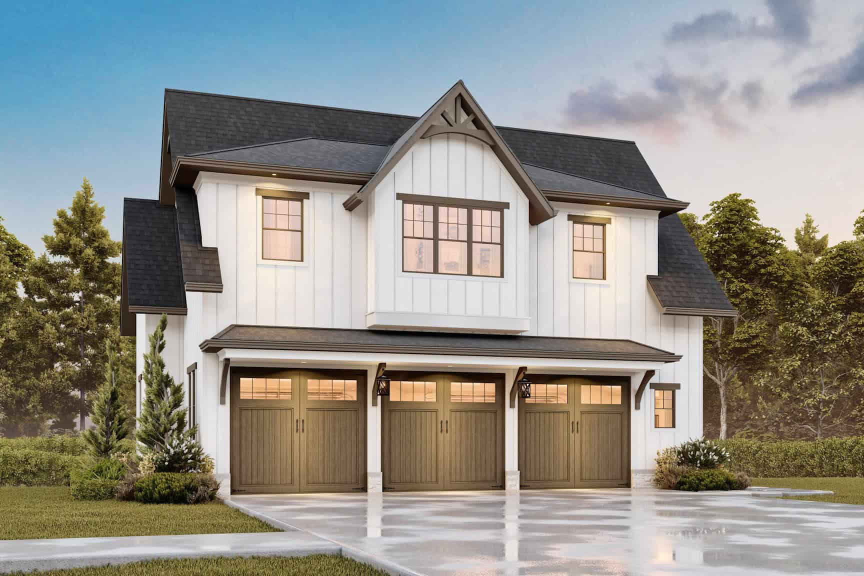 1-Bedroom, 965 Sq Ft Garage w/Apartments Home Plan #198-1177 - Main Exterior