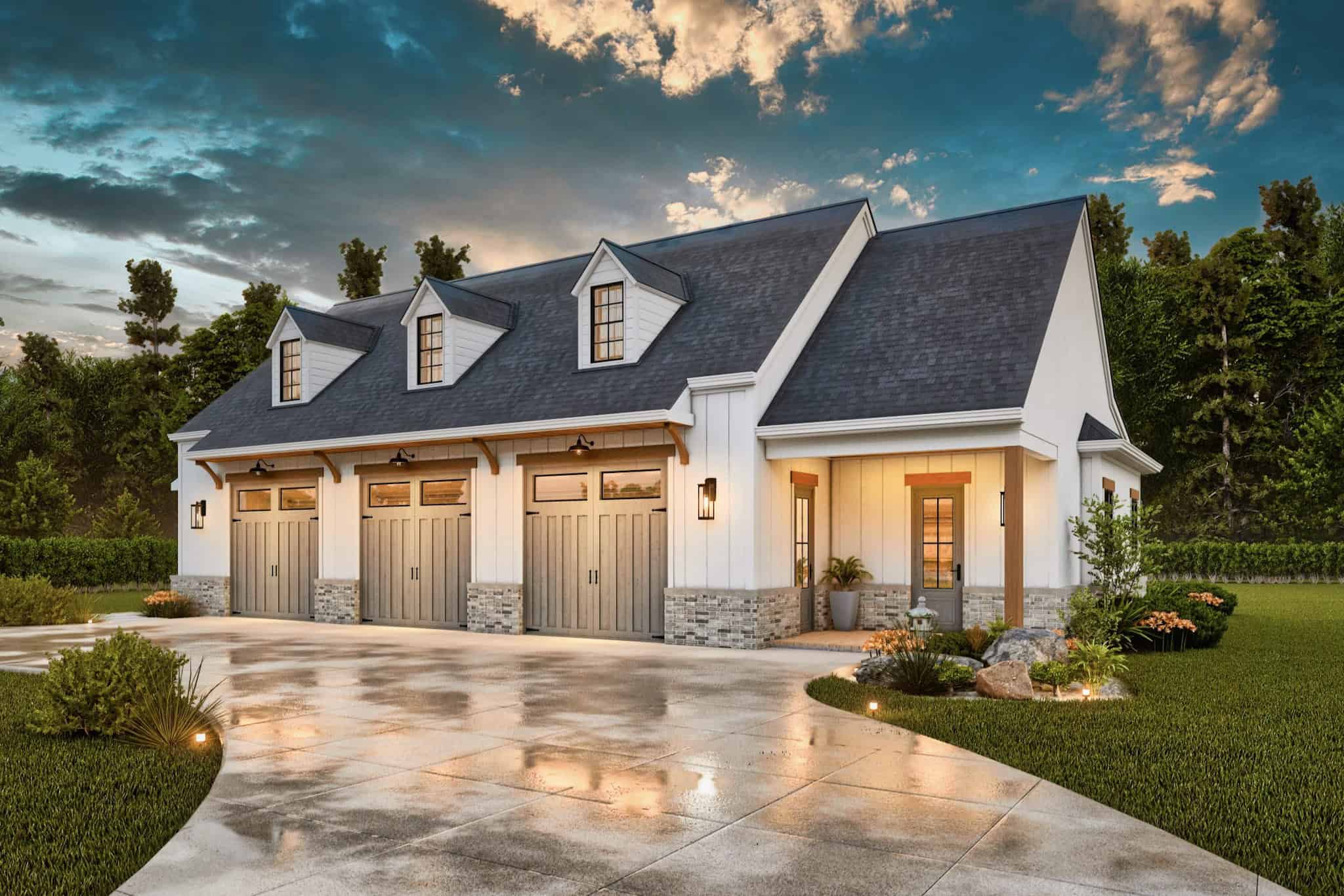 1-Bedroom, 498 Sq Ft Garage w/Apartments Home Plan #198-1181 - Main Exterior