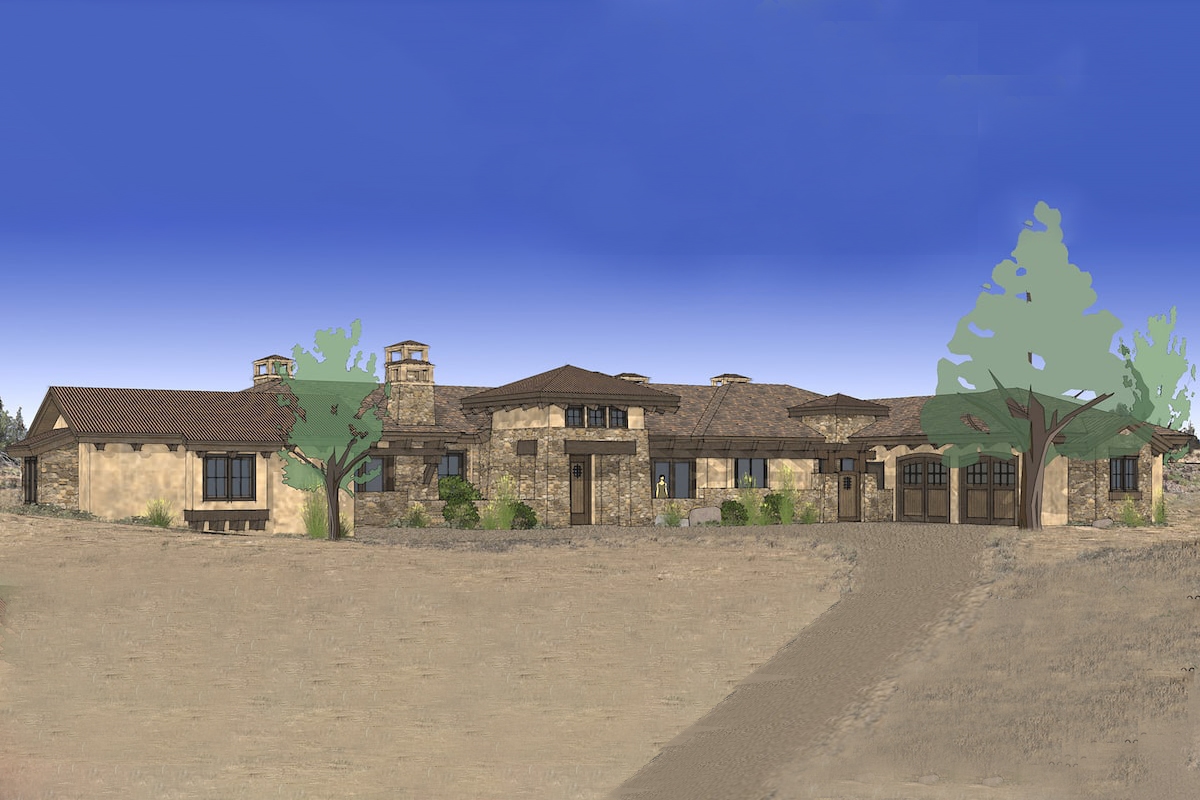 3-Bedroom, 3574 Sq Ft Mediterranean House Plan - 202-1010 - Front Exterior