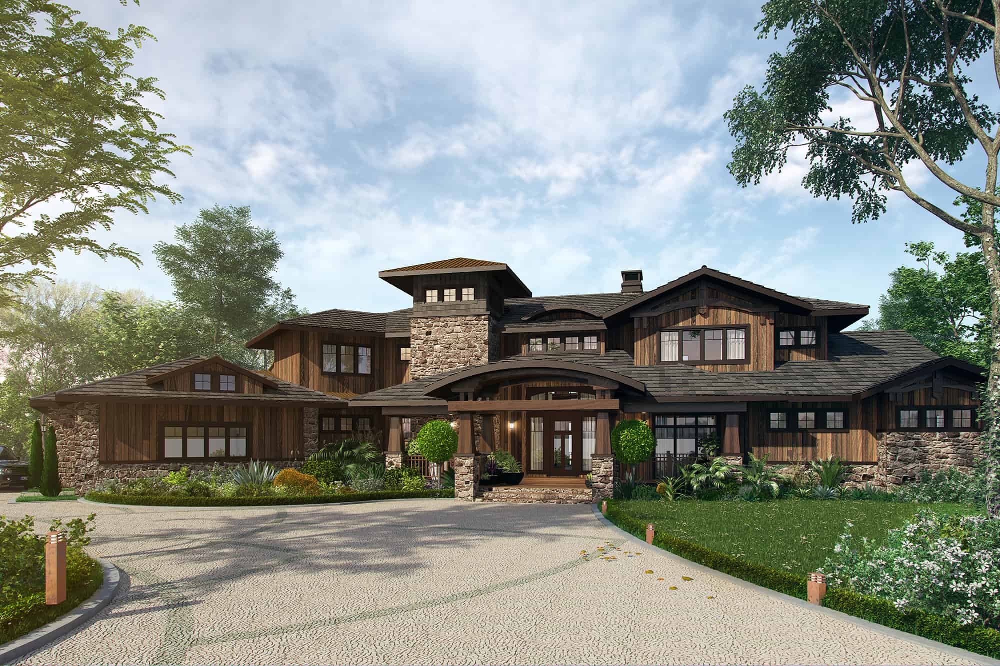4-Bedroom, 4520 Sq Ft Prairie Style House - Plan #205-1010 - Front Exterior