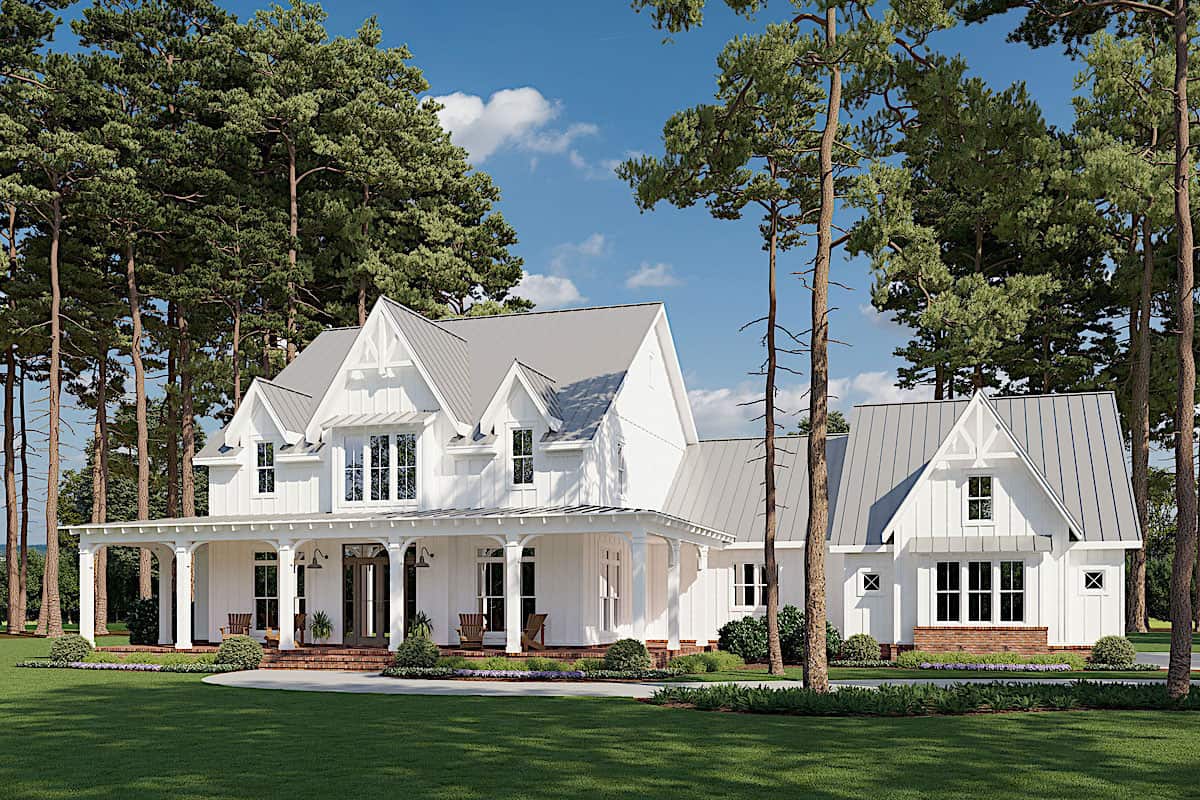 4-Bedroom, 4103 Sq Ft Modern Farmhouse Home Plan - 206-1028 - Main Exterior