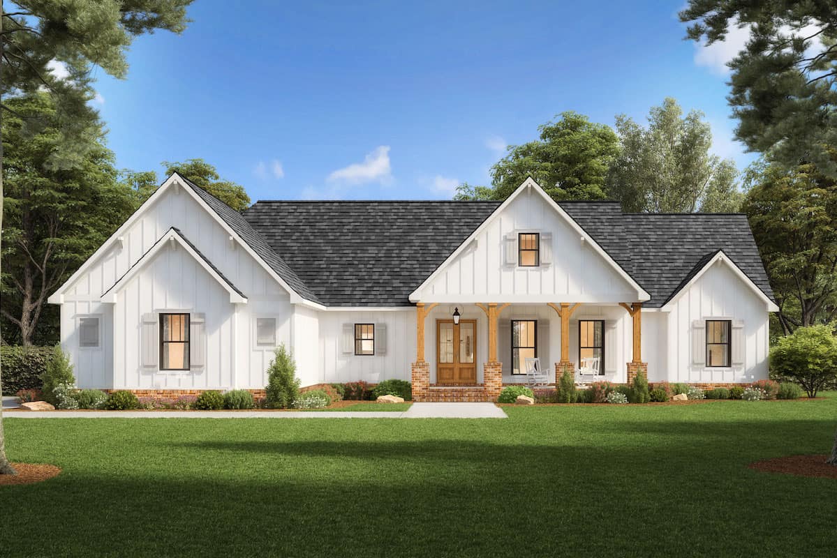 3-Bedroom, 2,230 Sq Ft Modern Farmhouse Home Plan with His & Hers Walk-in Closets - #206-1039