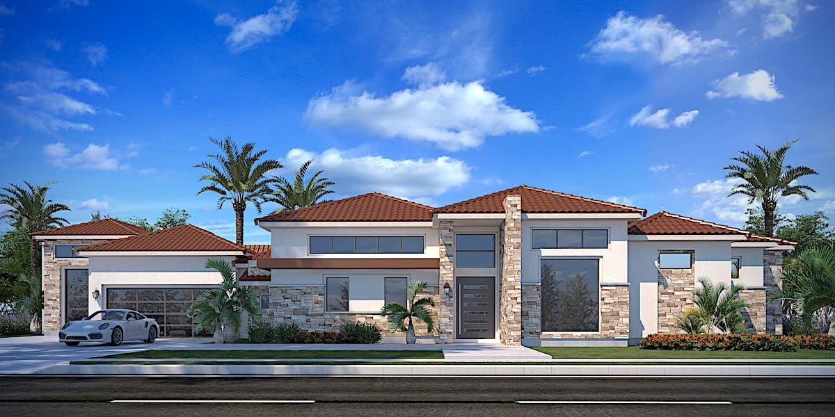 4-Bedroom, 3990 Sq Ft Mediterranean Home - Plan #208-1000 - Main Exterior