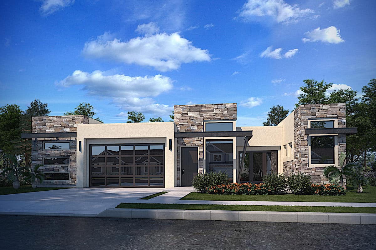 4-Bedroom, 2517 Sq Ft Modern House - Plan #208-1026 - Front Exterior