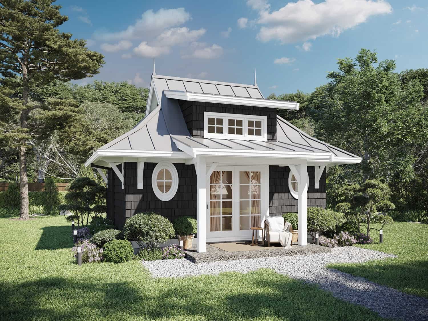 1-Bedroom, 300 Sq Ft Cottage House Plan - 211-1012 - Front Exterior
