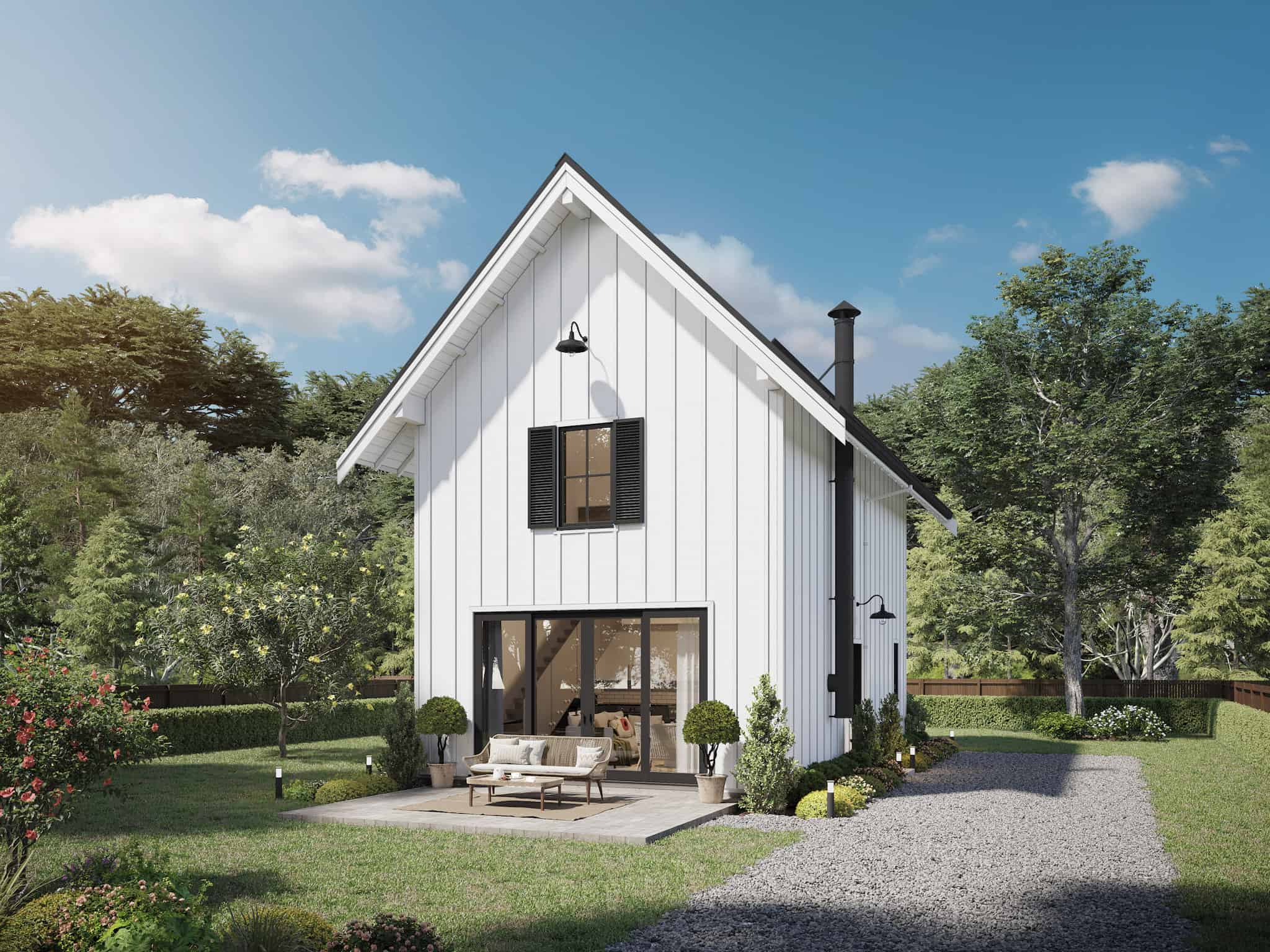 2-Bedroom, 893 Sq Ft Farmhouse Home Plan - 211-1026 - Main Exterior