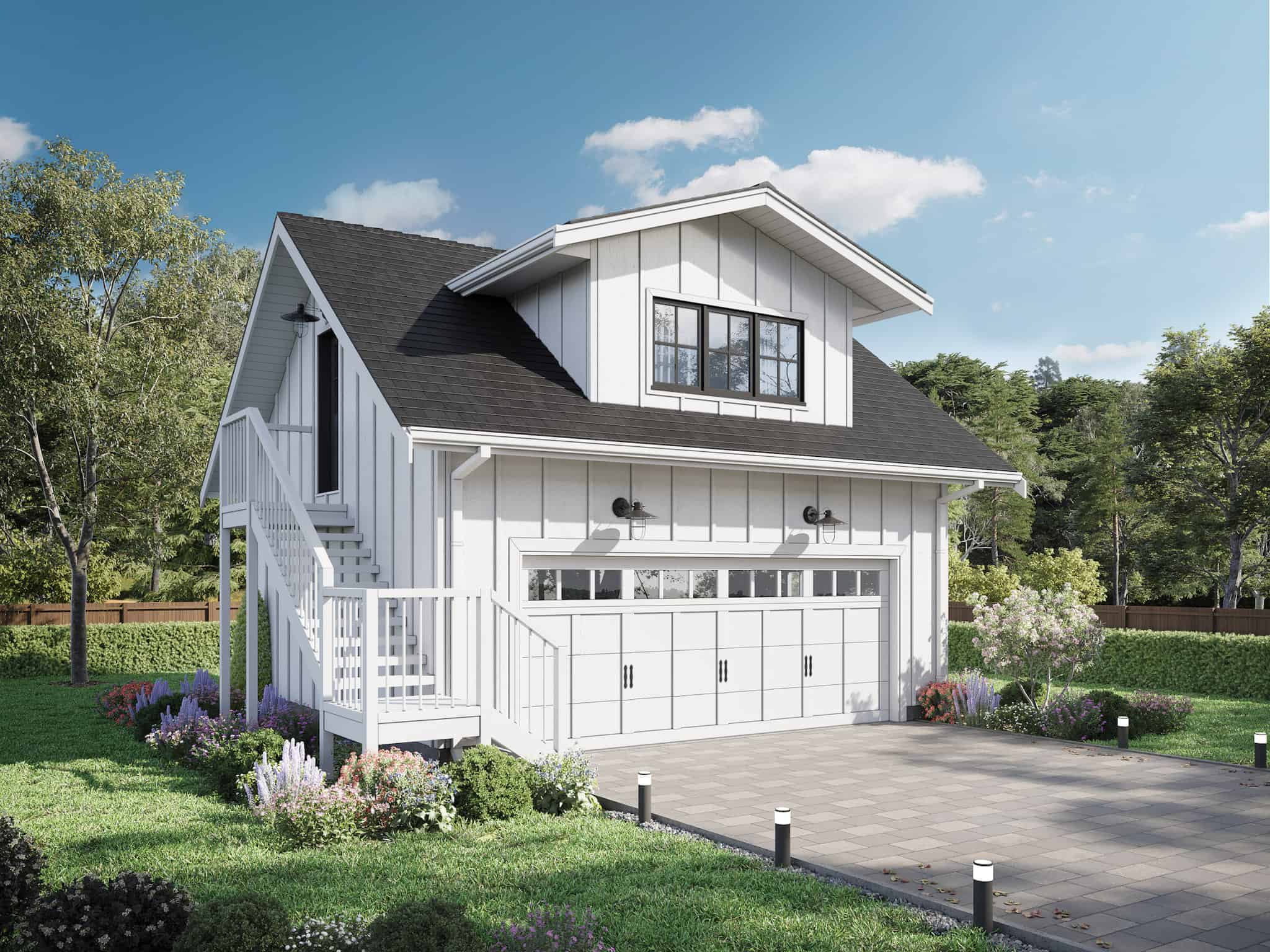 1-Bedroom, 922 Sq Ft Garage w/Apartments Home Plan - 211-1064 - Main Exterior