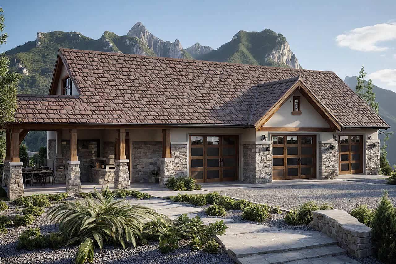 This image shows the garage style of the house plans.
