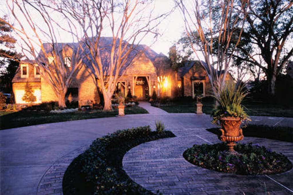 Luxury estate home at sunset.