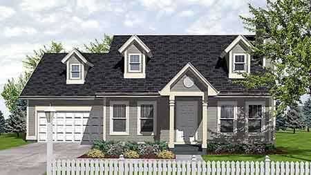 Front view of Cape Cod home (ThePlanCollection: House Plan #146-1524)