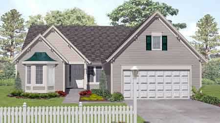 Front view of Country home (ThePlanCollection: House Plan #146-1541)