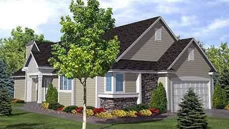 Front view of Contemporary home (ThePlanCollection: House Plan #146-1577)