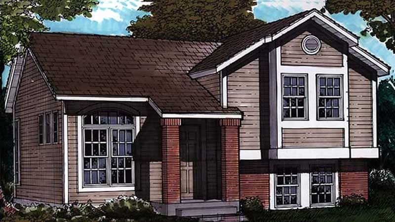 Front view of Country home (ThePlanCollection: House Plan #146-1602)