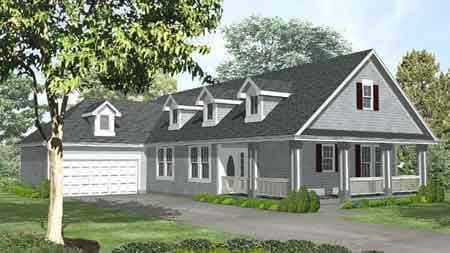 Front view of Country home (ThePlanCollection: House Plan #146-1606)