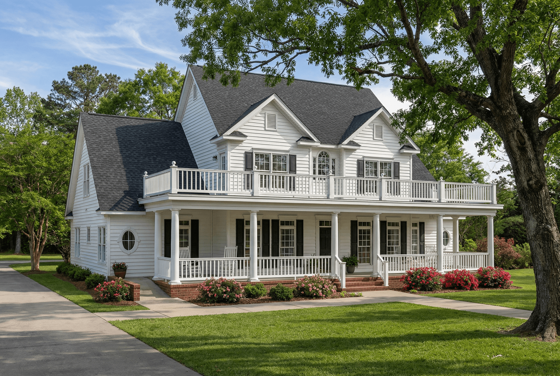 Front elevation of Colonial home (ThePlanCollection: House Plan #153-1261)