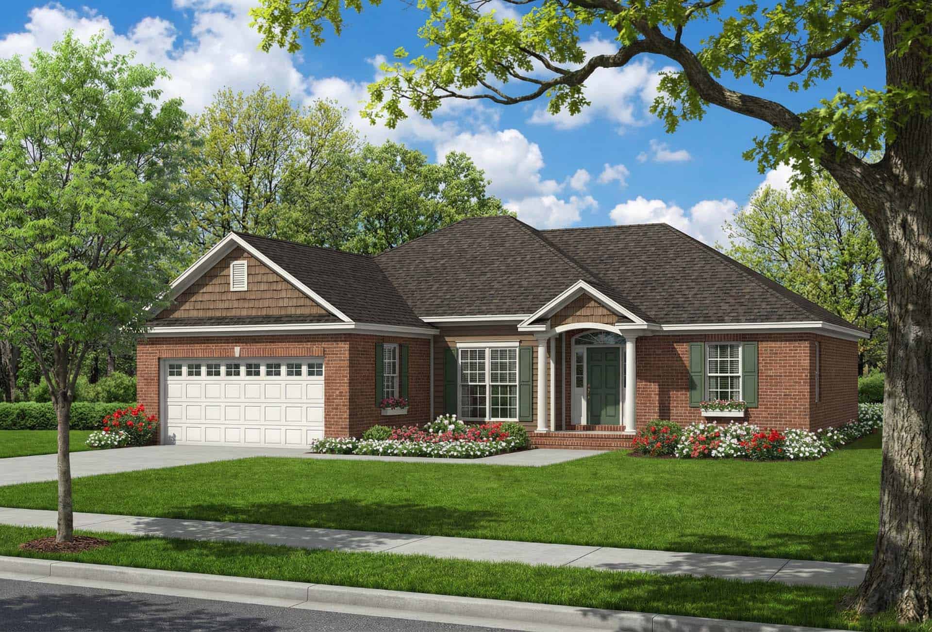 Front elevation of Craftsman home (ThePlanCollection: House Plan #153-1469)