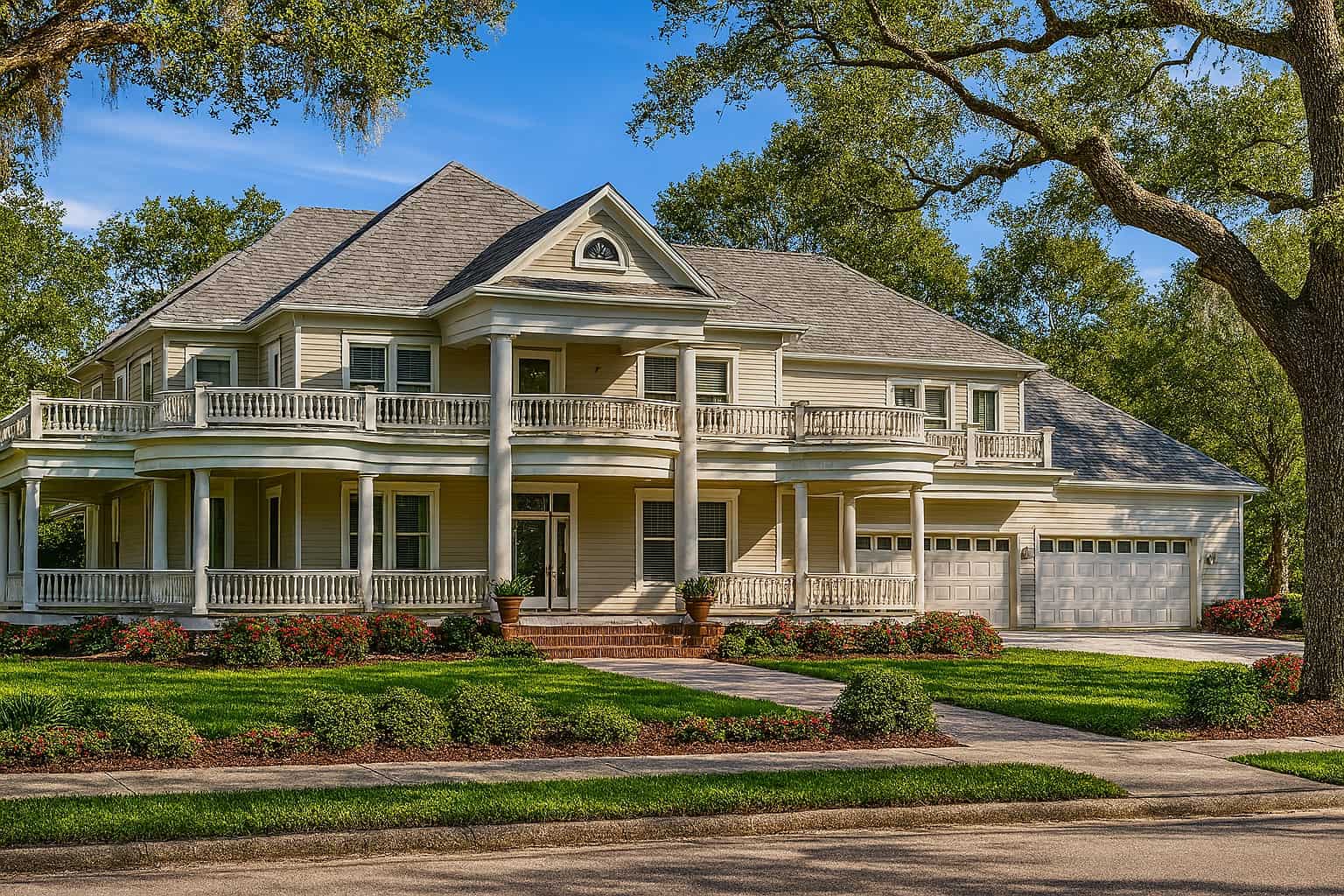 This image shows the front elevation for this set of Southern House Plans.