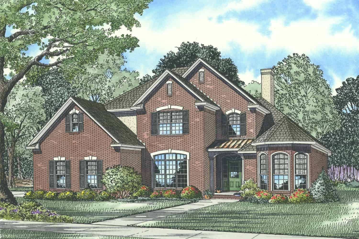 Traditional style house (ThePlanCollection: Plan #153-1856)