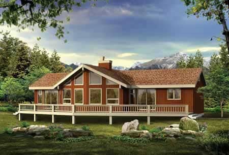 Front elevation of Cabin home (ThePlanCollection: House Plan #167-1524)